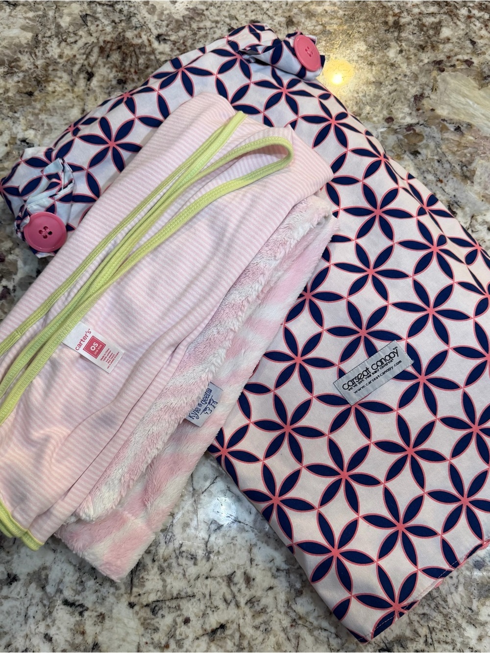 3 Vintage Baby Blanket Lot Carters Kyle & Deena CarSeat Canopy